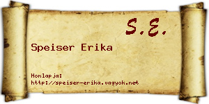 Speiser Erika névjegykártya